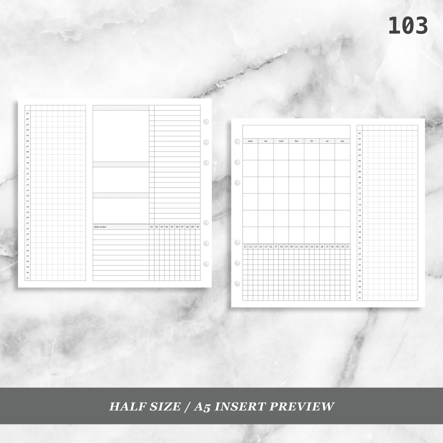 103: Monthly Overview Foldout w/ Tracker Mo2P