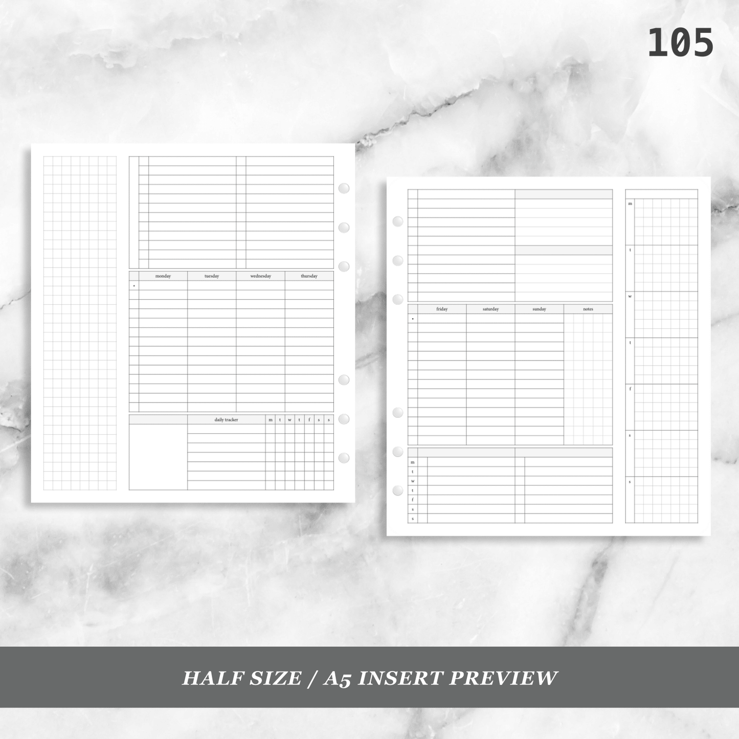 105: Foldout Timed Schedule Weekly Categories w/ Tracker Wo2P