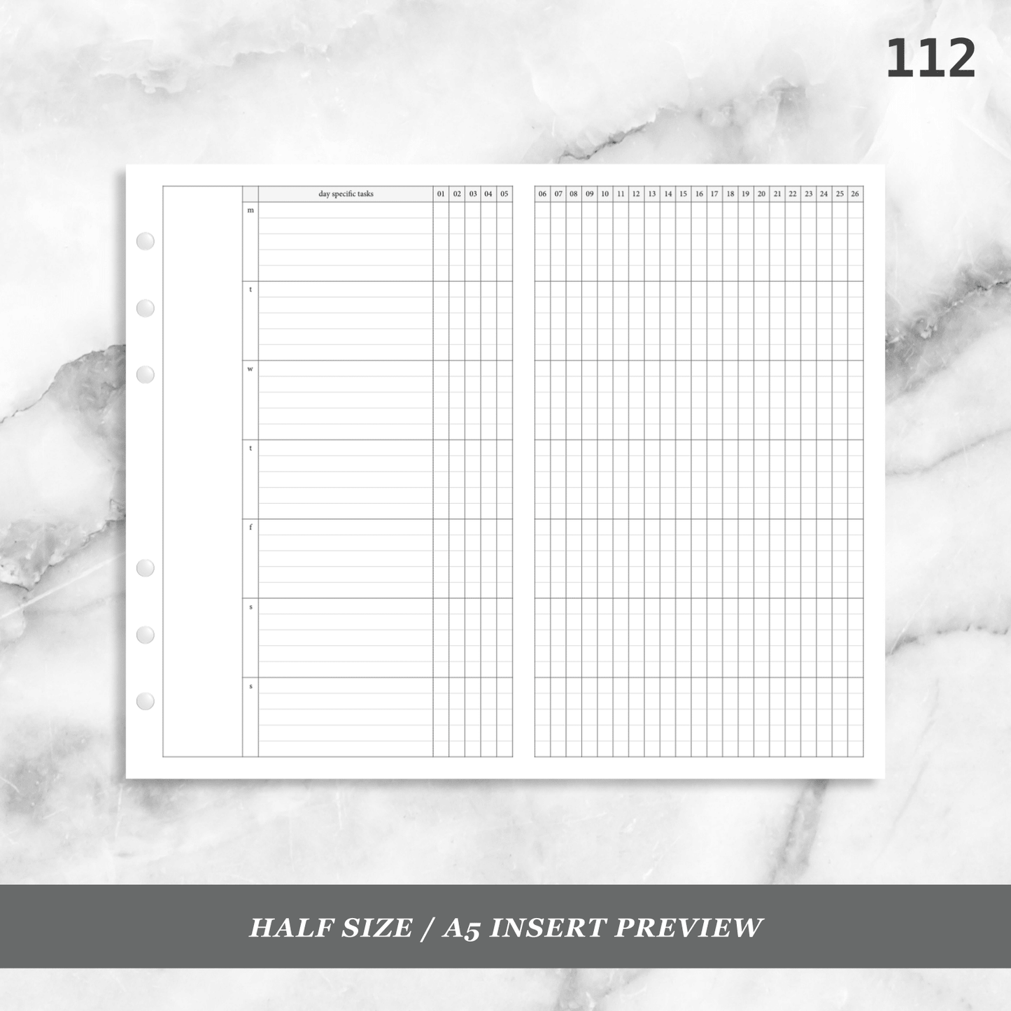 112: Day Specific Tasks Foldout