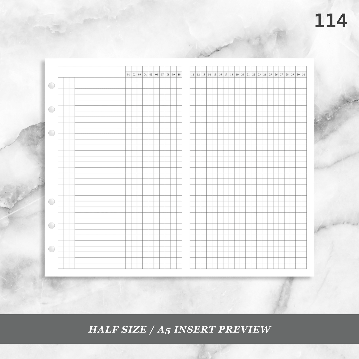 114: Daily Monthly Habit Tracker Foldout