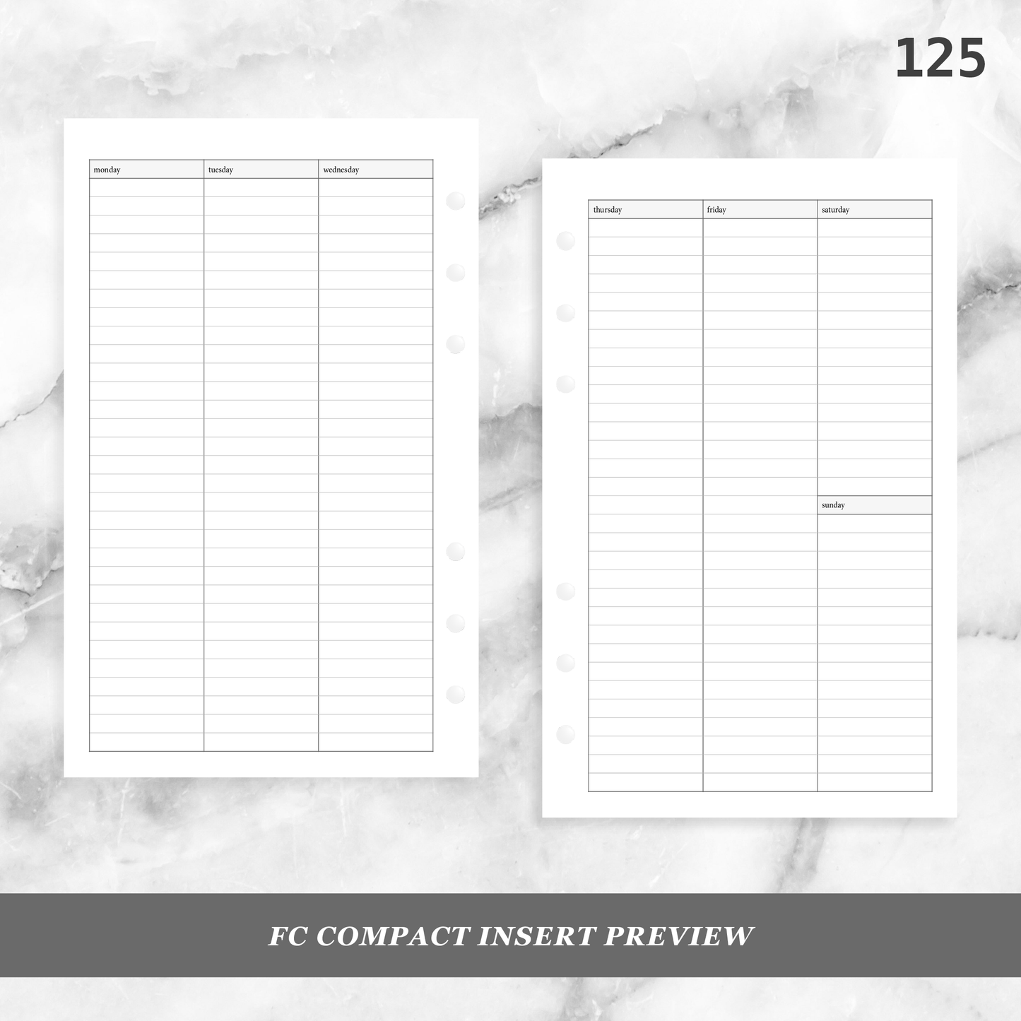 125: Vertical Weekly Lined Columns Wo2P