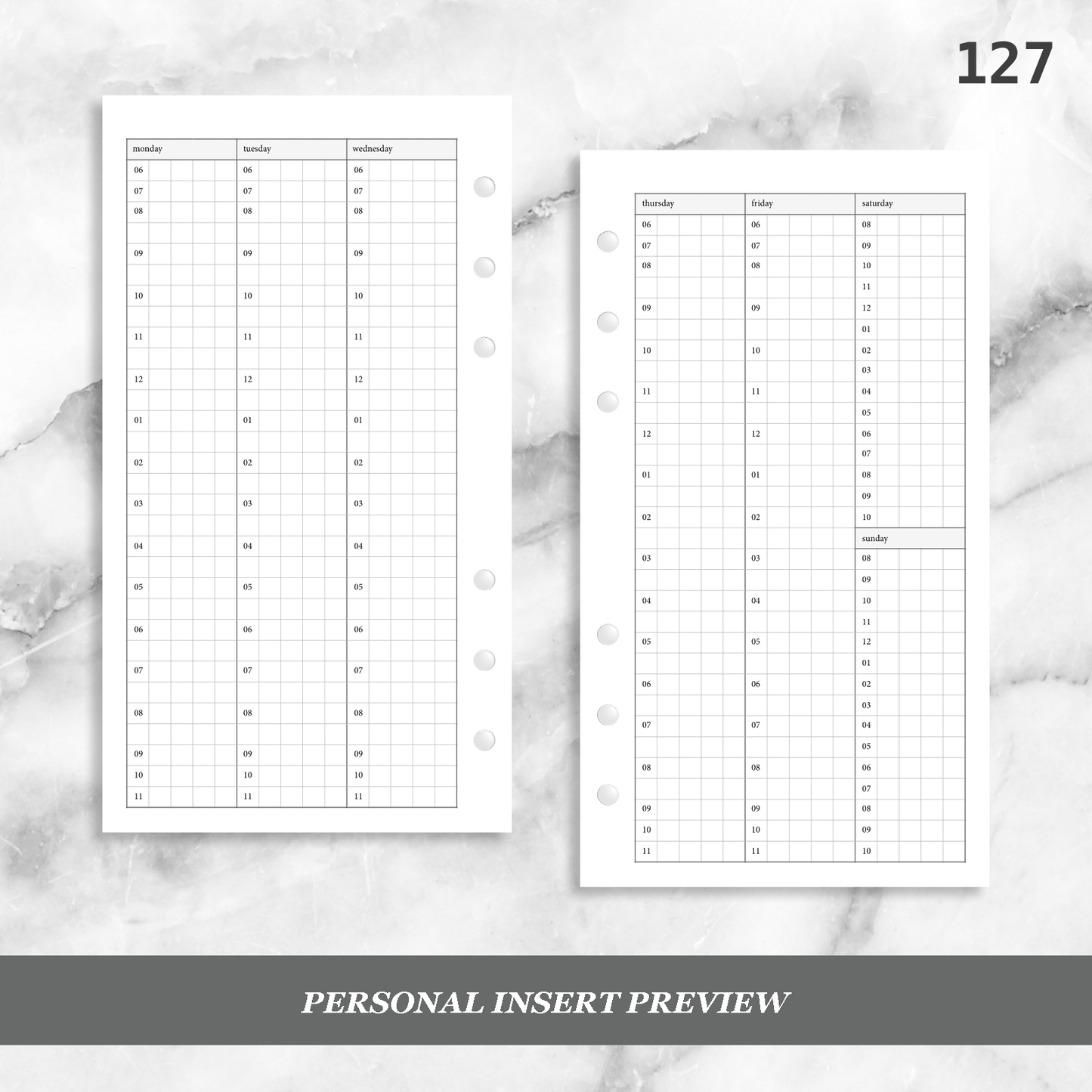 127: Vertical Weekly Timed Schedule Grid Columns Wo2P