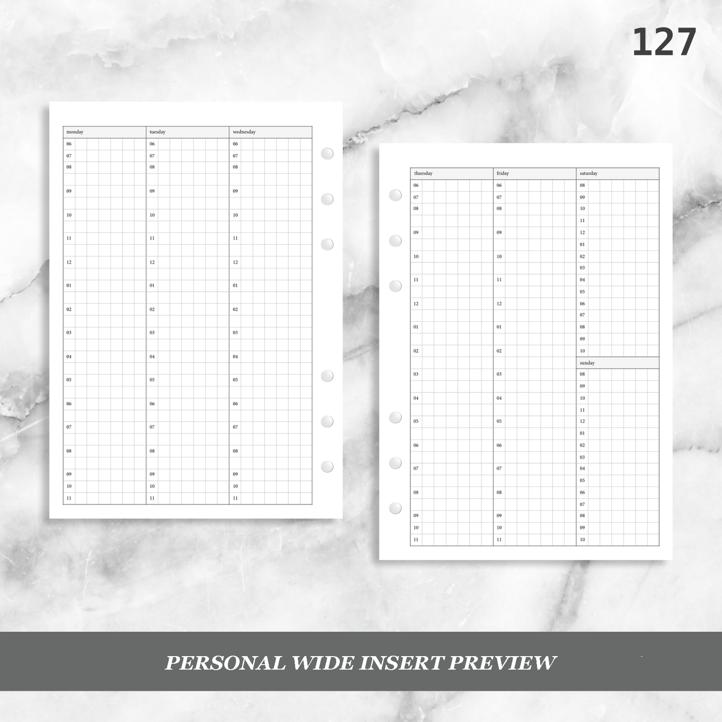127: Vertical Weekly Timed Schedule Grid Columns Wo2P