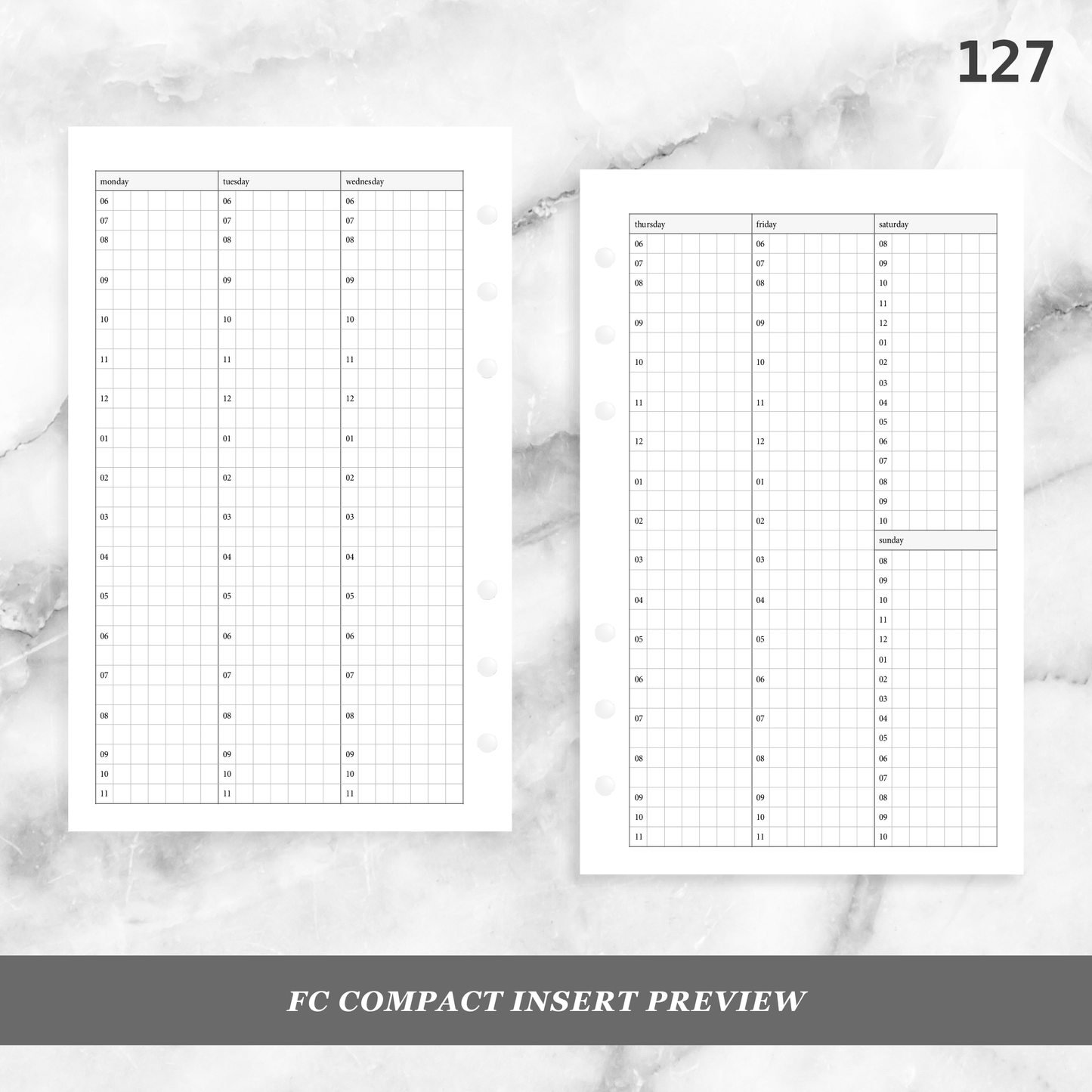 127: Vertical Weekly Timed Schedule Grid Columns Wo2P