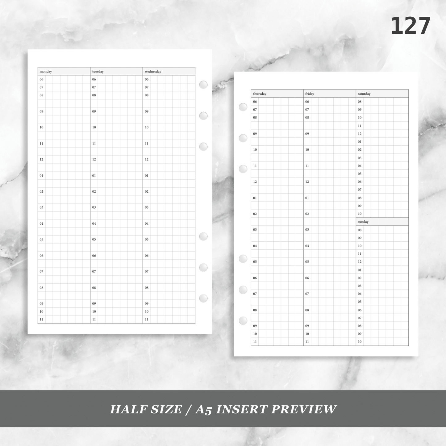 127: Vertical Weekly Timed Schedule Grid Columns Wo2P