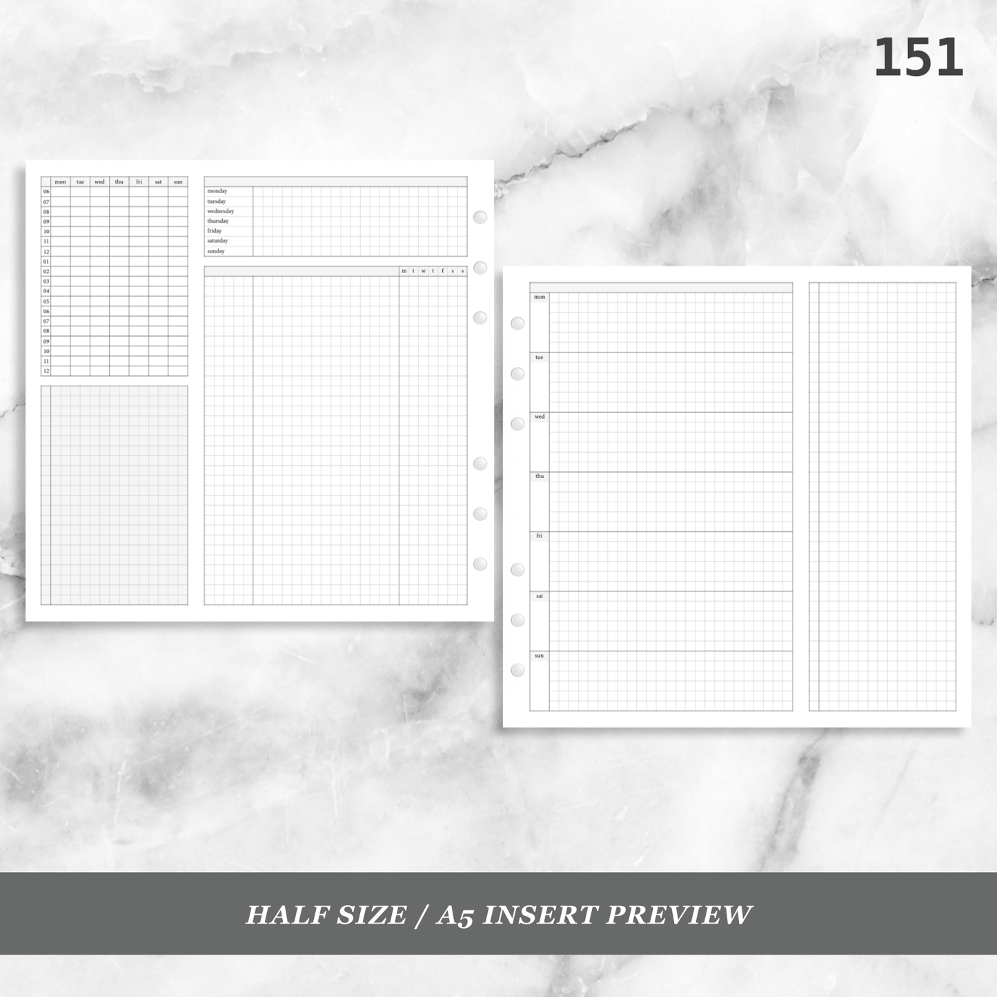 151: Grid Lovers Foldout Weekly w/ Time Blocking, Daily Habit Tracking, Wo1P, Tasks, Notes