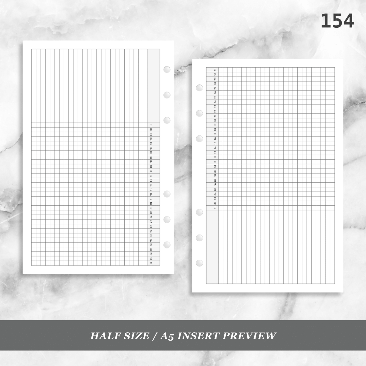 154: Compact Horizontal Monthly Daily Habit Tracker Mo1P