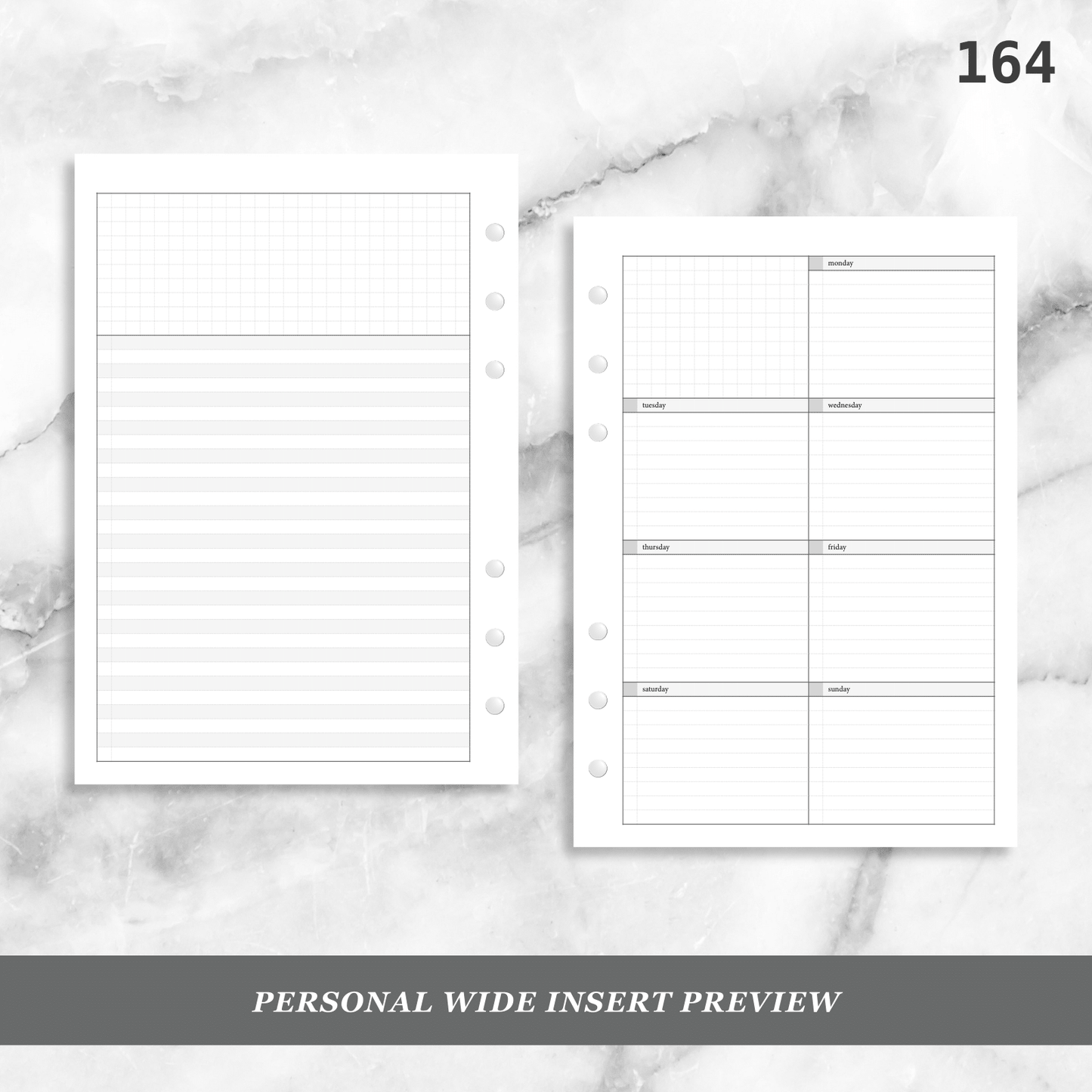 164: Lightly Lined Vertical Weekly Wo1P Wo2P w/ Running Tasks List & Notes