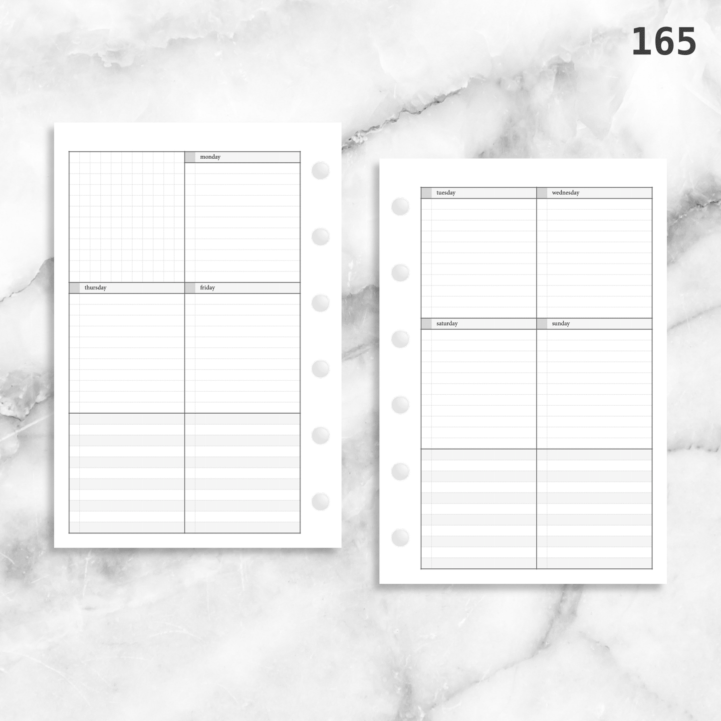 165: Lightly Lined Vertical Weekly Wo2P w/ Tasks & Notes