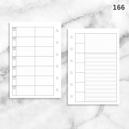 166: Lightly Lined Sectioned Horizontal Weekly Wo1P Wo2P w/ Running Tasks List & Notes