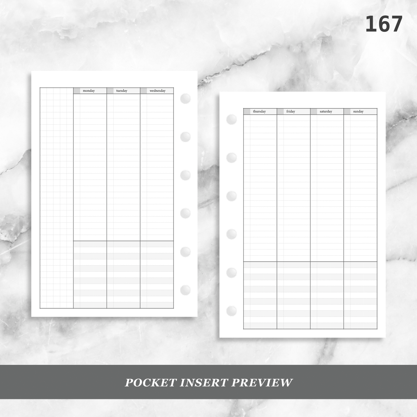 167: Lightly Lined Vertical Column Weekly Wo2P w/ Tasks & Notes