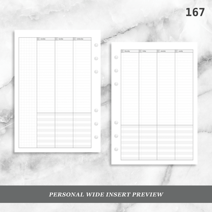 167: Lightly Lined Vertical Column Weekly Wo2P w/ Tasks & Notes