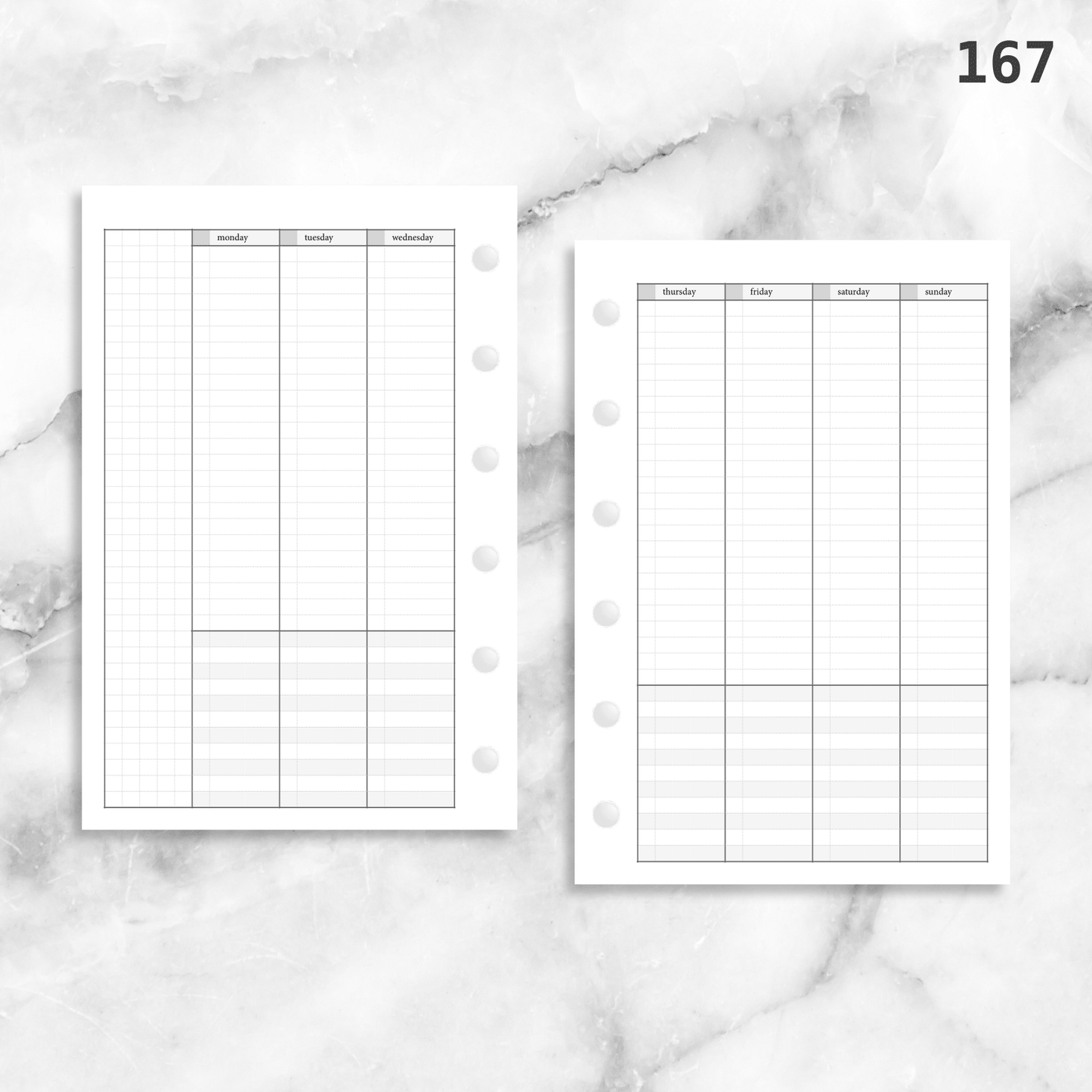 167: Lightly Lined Vertical Column Weekly Wo2P w/ Tasks & Notes