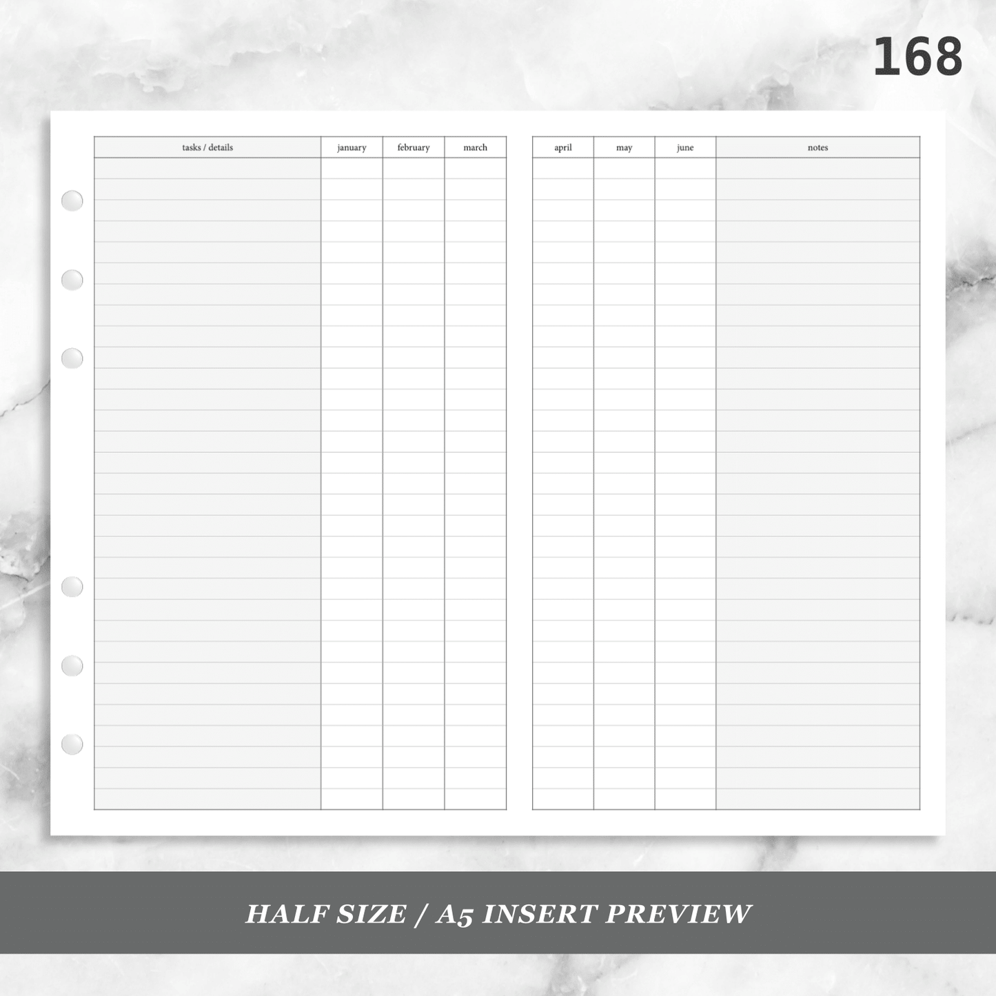 168: Foldout Monthly Tracker Habit Log