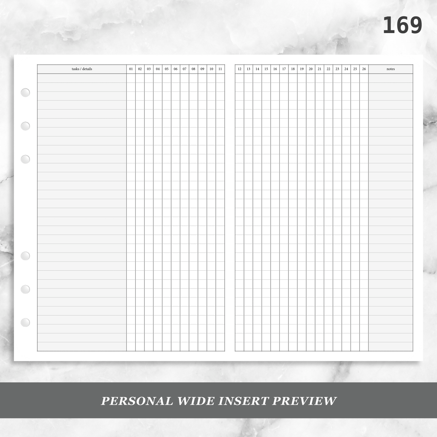 169: 52 Week Foldout Tracker Habit Log