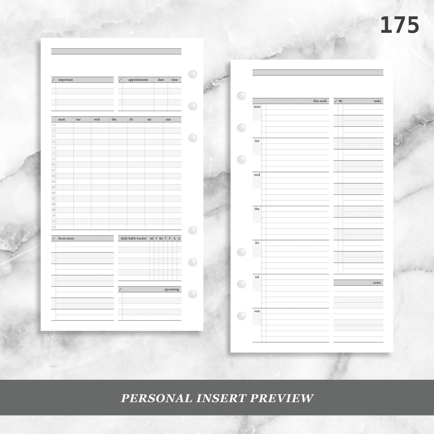 175: Stripes Weekly w/ Prioritized ABC Task List, Small Timed Schedule