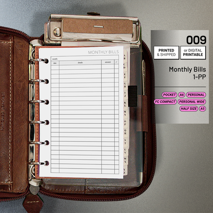 009: Monthly Bills 1PP