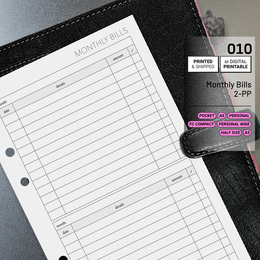 010: Monthly Bills 2PP