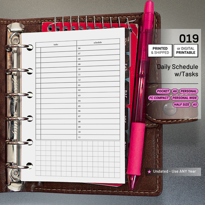 019: Daily Schedule & Tasks Do1P