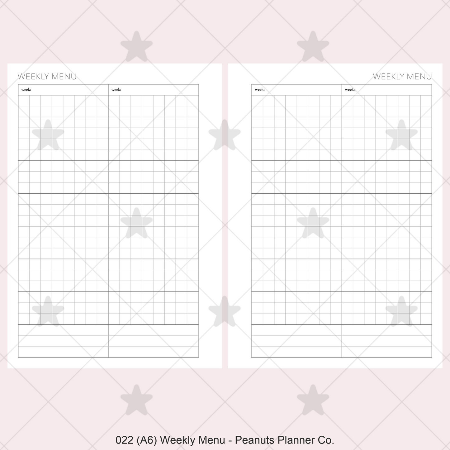 022: Weekly Menu
