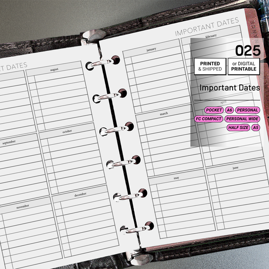 025: Important Dates