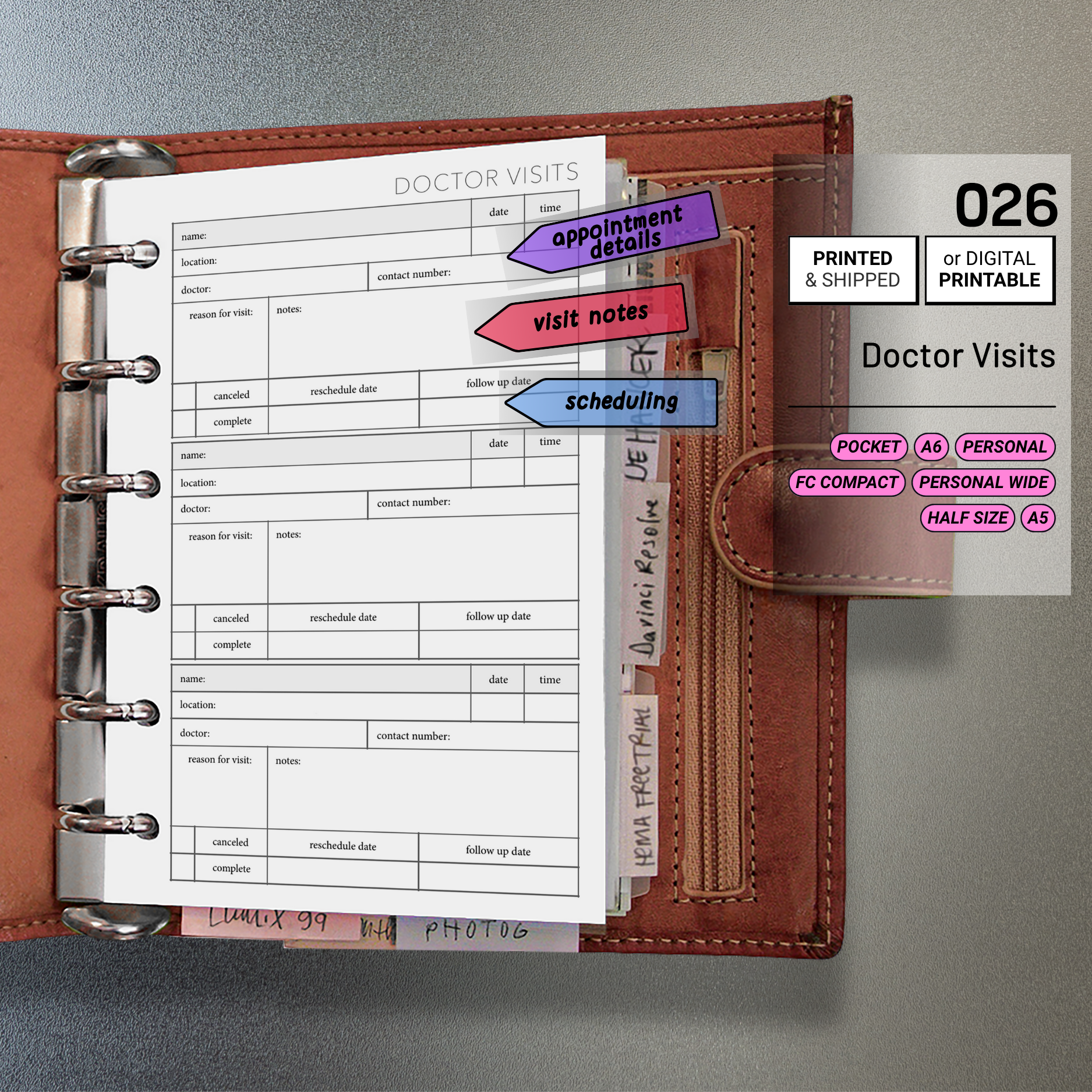 Planner Medical Insert Planner Insert 026: Doctor Visits – Peanuts Planner Co.