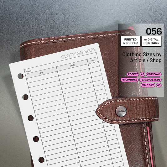 056: Clothing Sizes by Shop