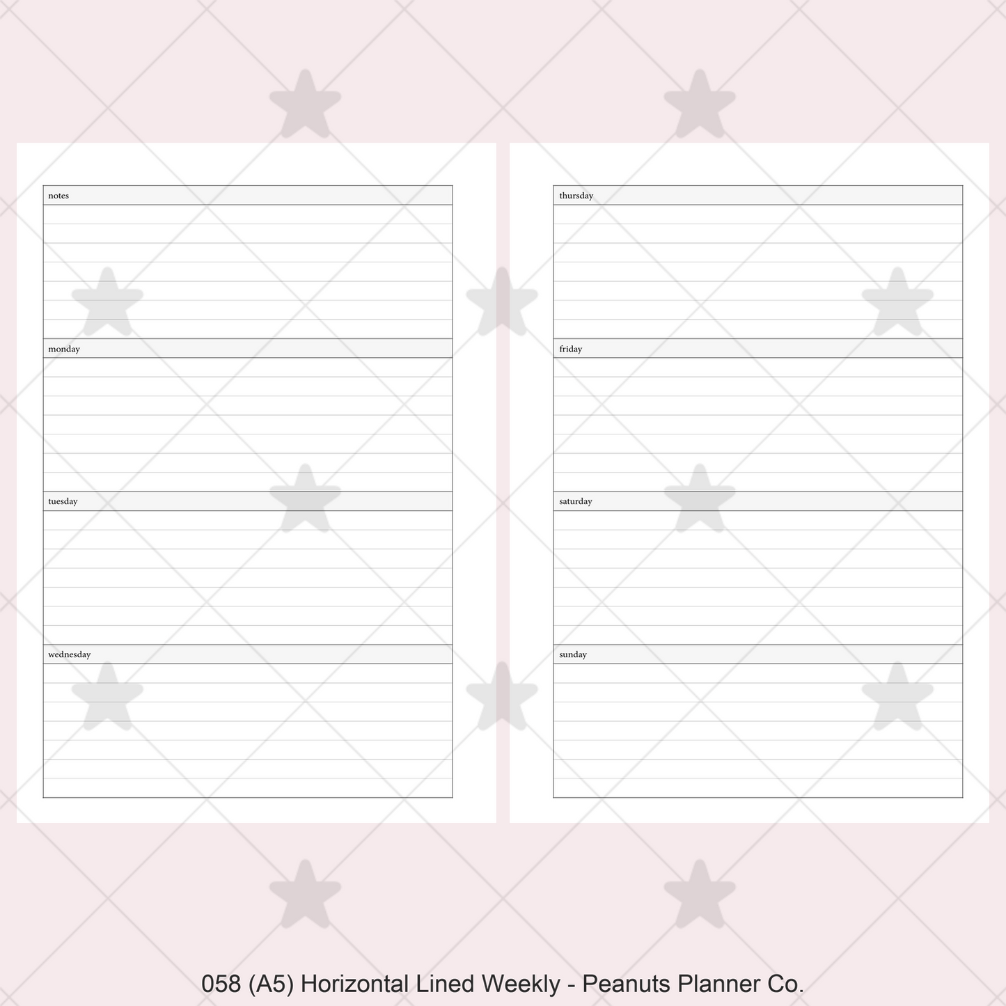 058: Horizontal Lined Weekly Wo2P