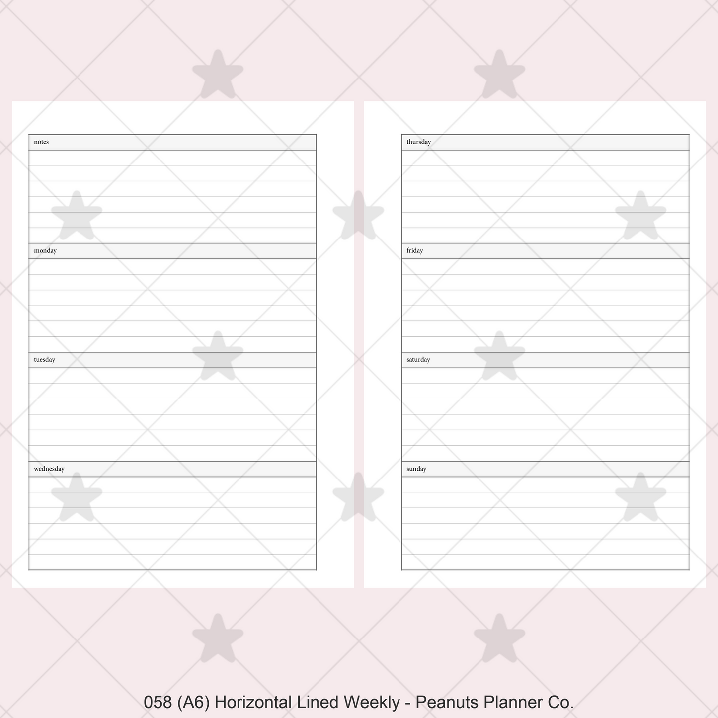 058: Horizontal Lined Weekly Wo2P