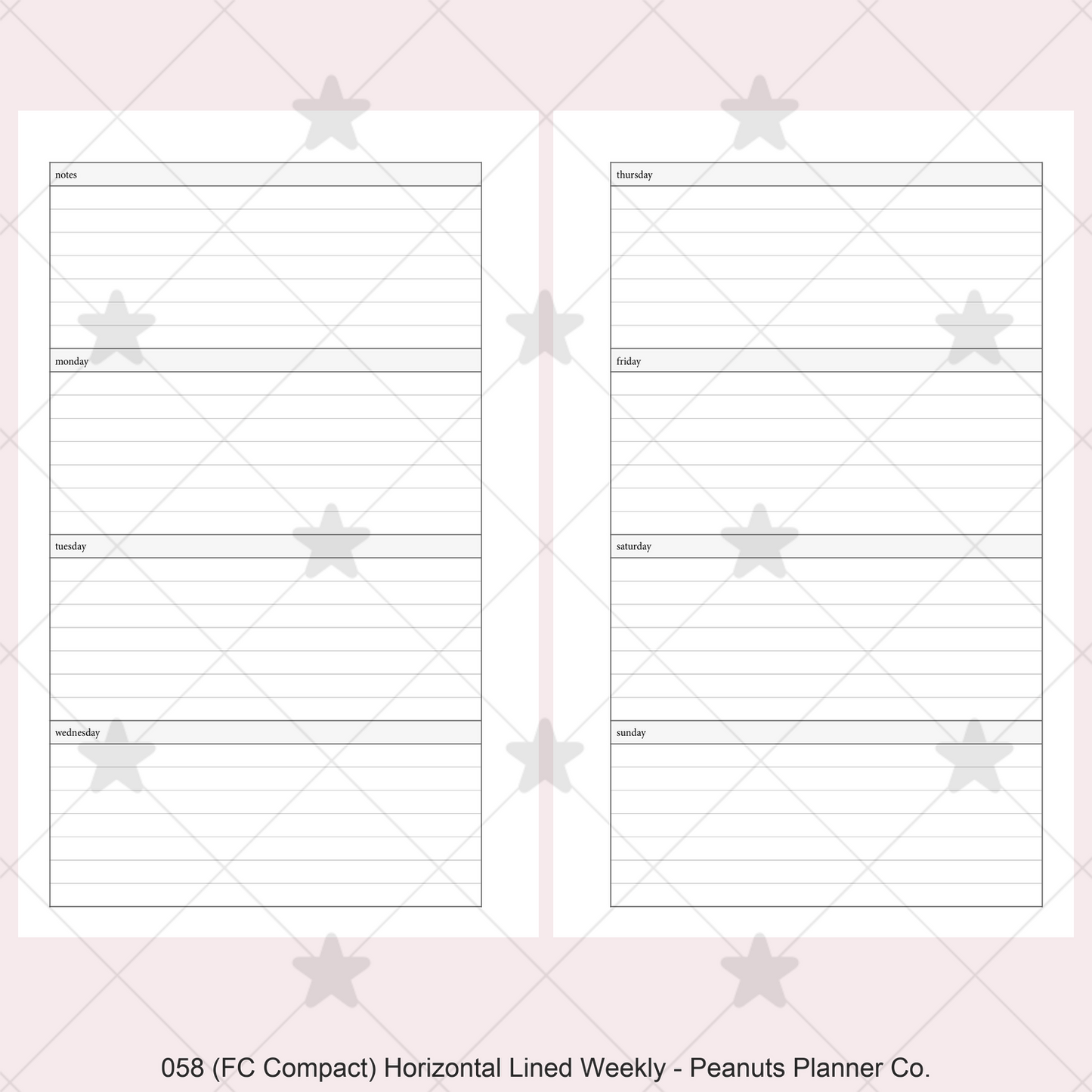 058: Horizontal Lined Weekly Wo2P
