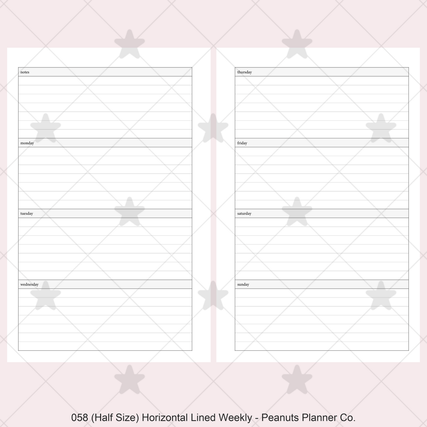 058: Horizontal Lined Weekly Wo2P