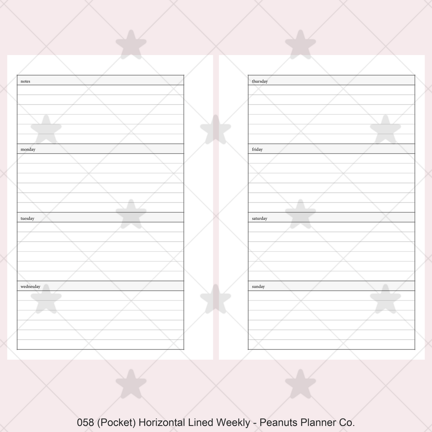 058: Horizontal Lined Weekly Wo2P