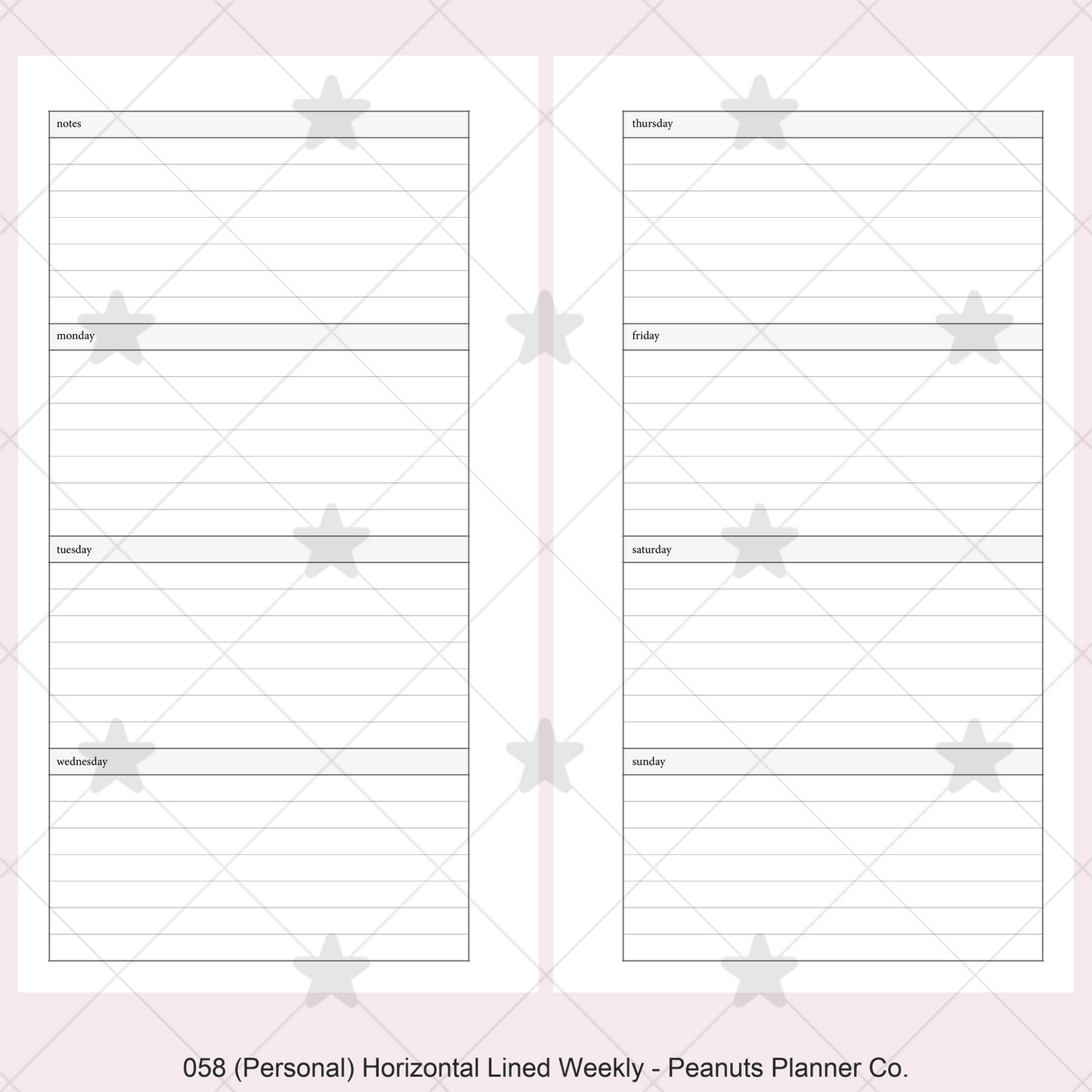 058: Horizontal Lined Weekly Wo2P