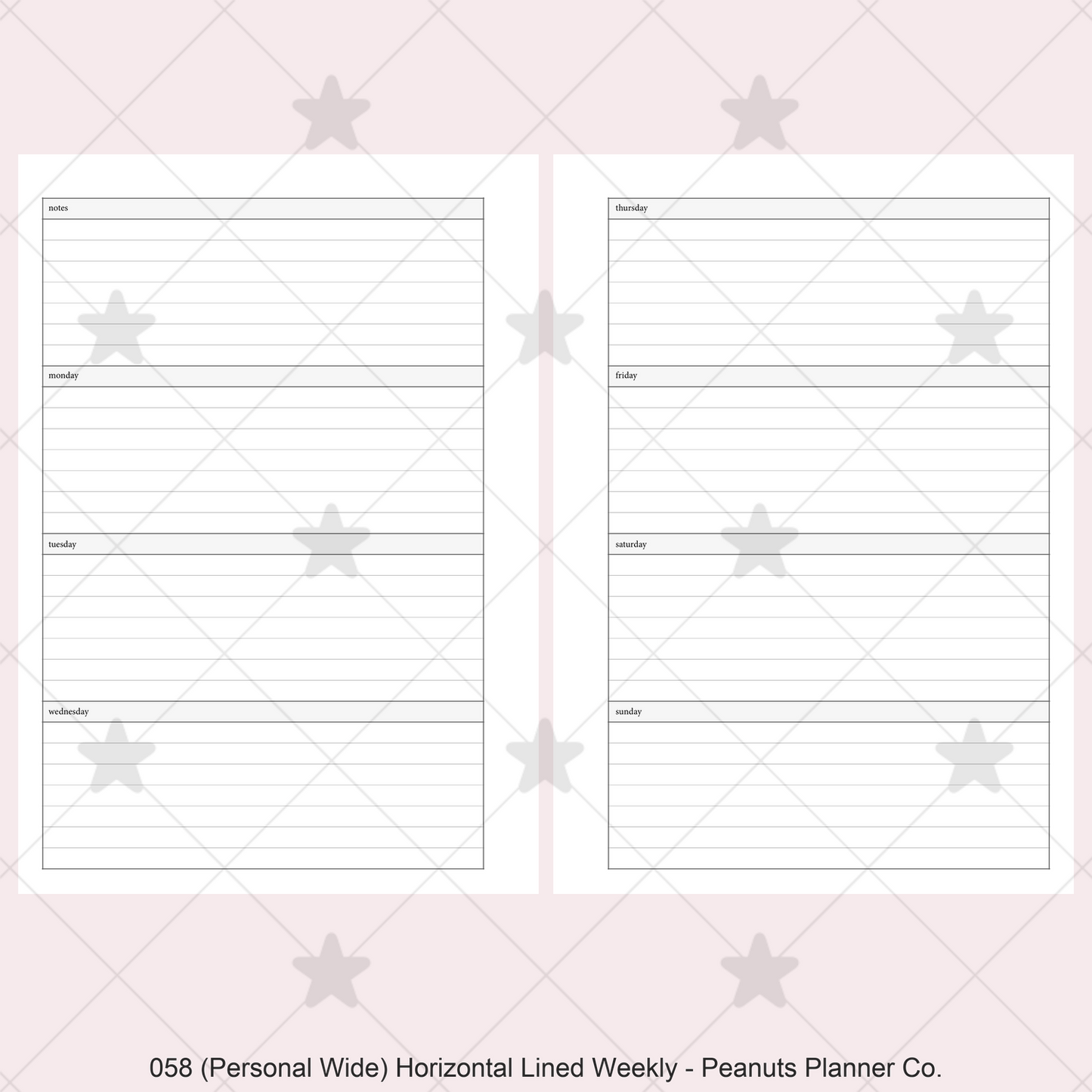 058: Horizontal Lined Weekly Wo2P