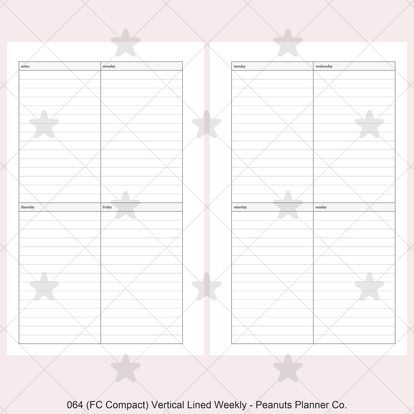 064: Vertical Lined Weekly Wo2P