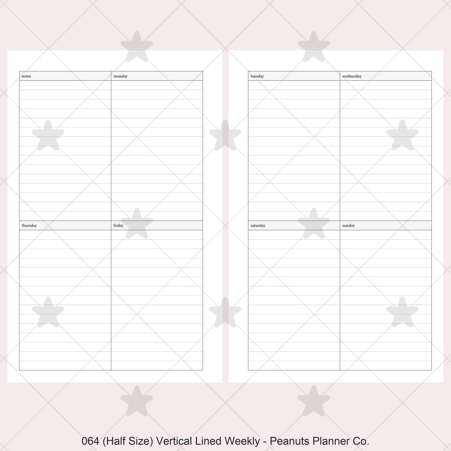 064: Vertical Lined Weekly Wo2P