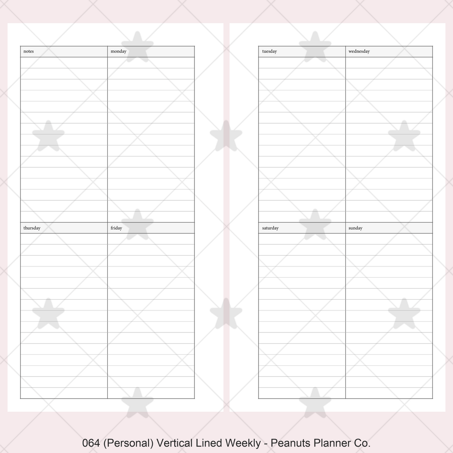 064: Vertical Lined Weekly Wo2P