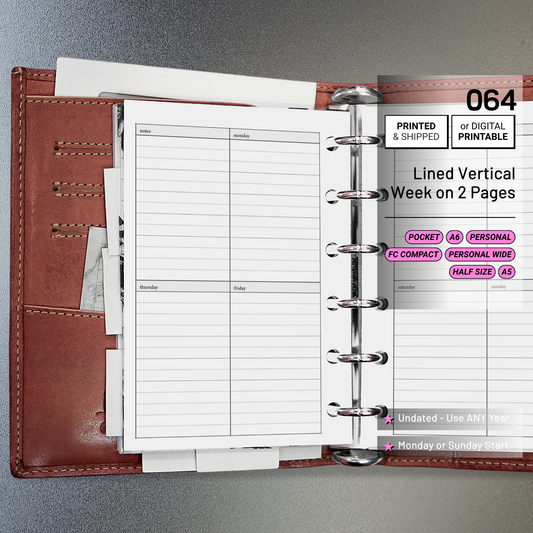 064: Vertical Lined Weekly Wo2P