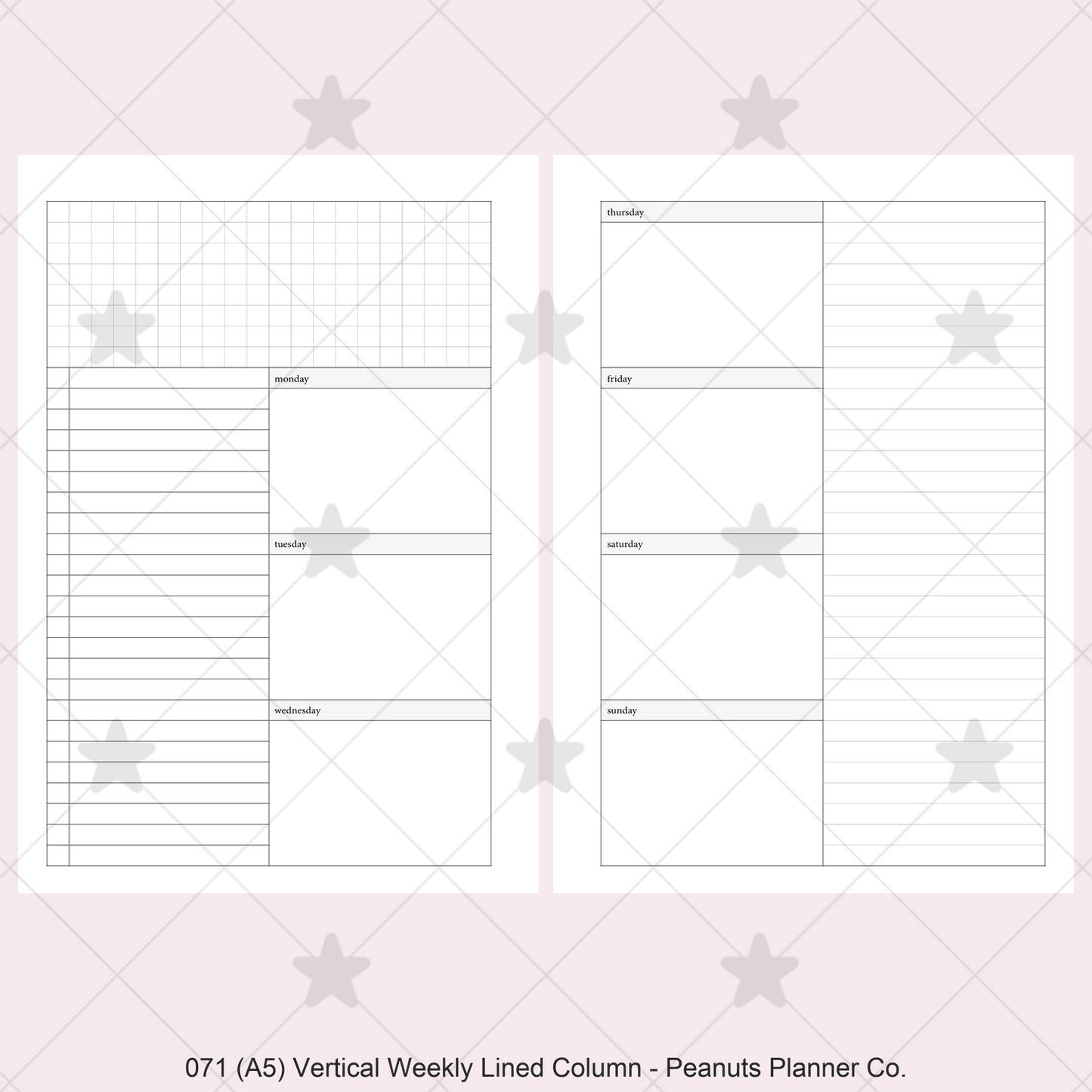 071: Vertical Weekly Lined Column Wo2P