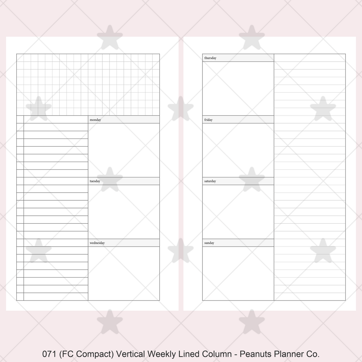 071: Vertical Weekly Lined Column Wo2P