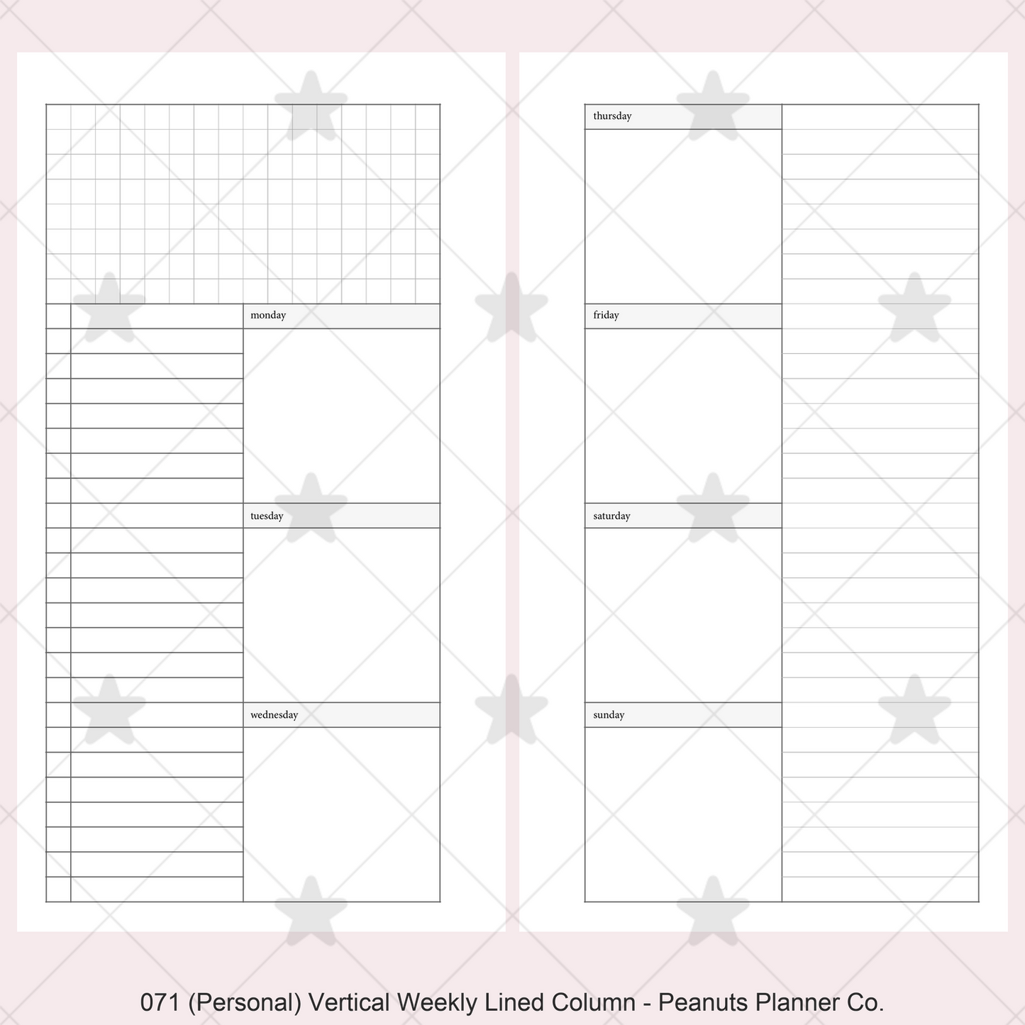 071: Vertical Weekly Lined Column Wo2P