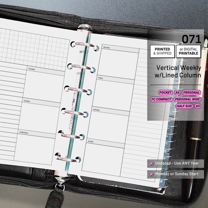 071: Vertical Weekly Lined Column Wo2P