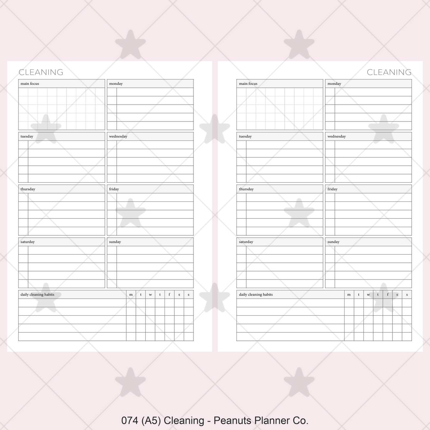 074: Weekly Cleaning Plan w/ Tracker