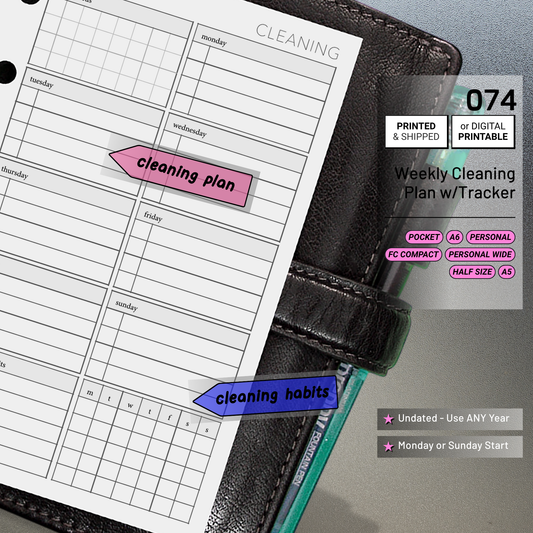 074: Weekly Cleaning Plan w/ Tracker