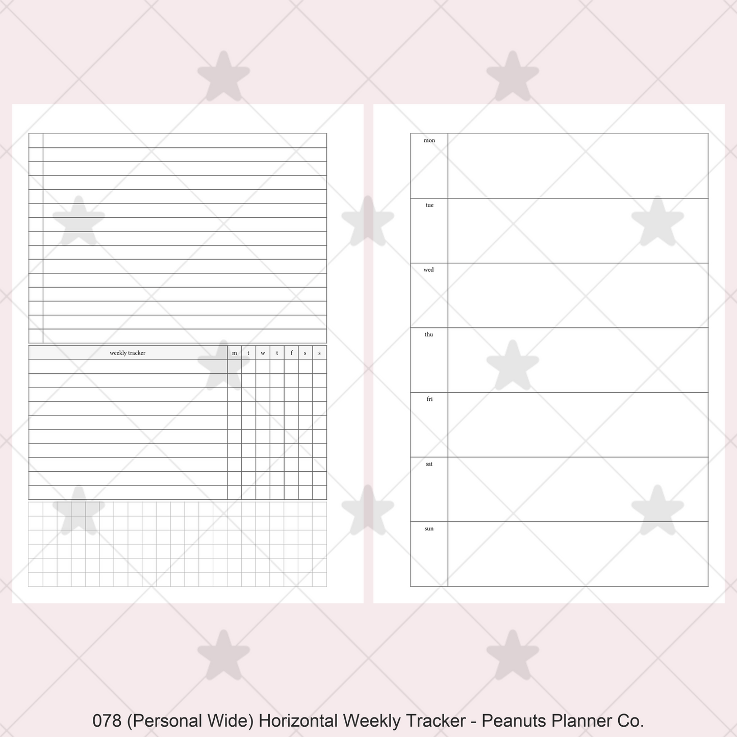 078: Horizontal Weekly w/ Tracker & Tasks