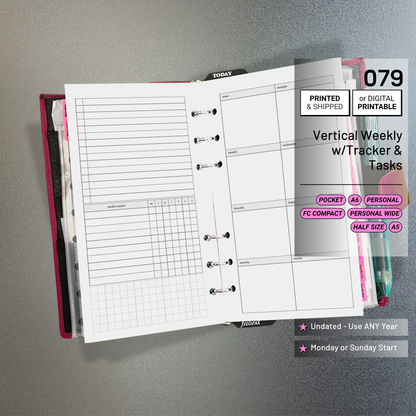 079: Vertical Weekly w/ Tracker & Tasks Wo1P Wo2P