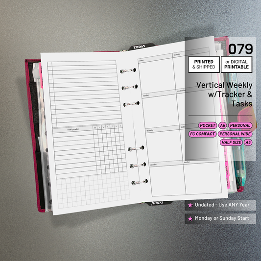 079: Vertical Weekly w/ Tracker & Tasks Wo1P Wo2P