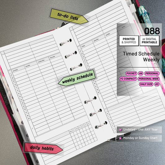 088: Weekly Timed Schedule w/ Categories & Tracker Wo2P
