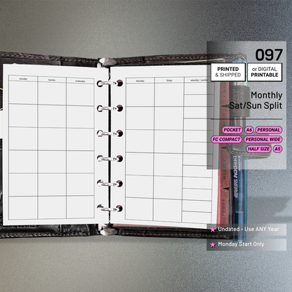 097: Sat / Sun Split Monthly Mo2P