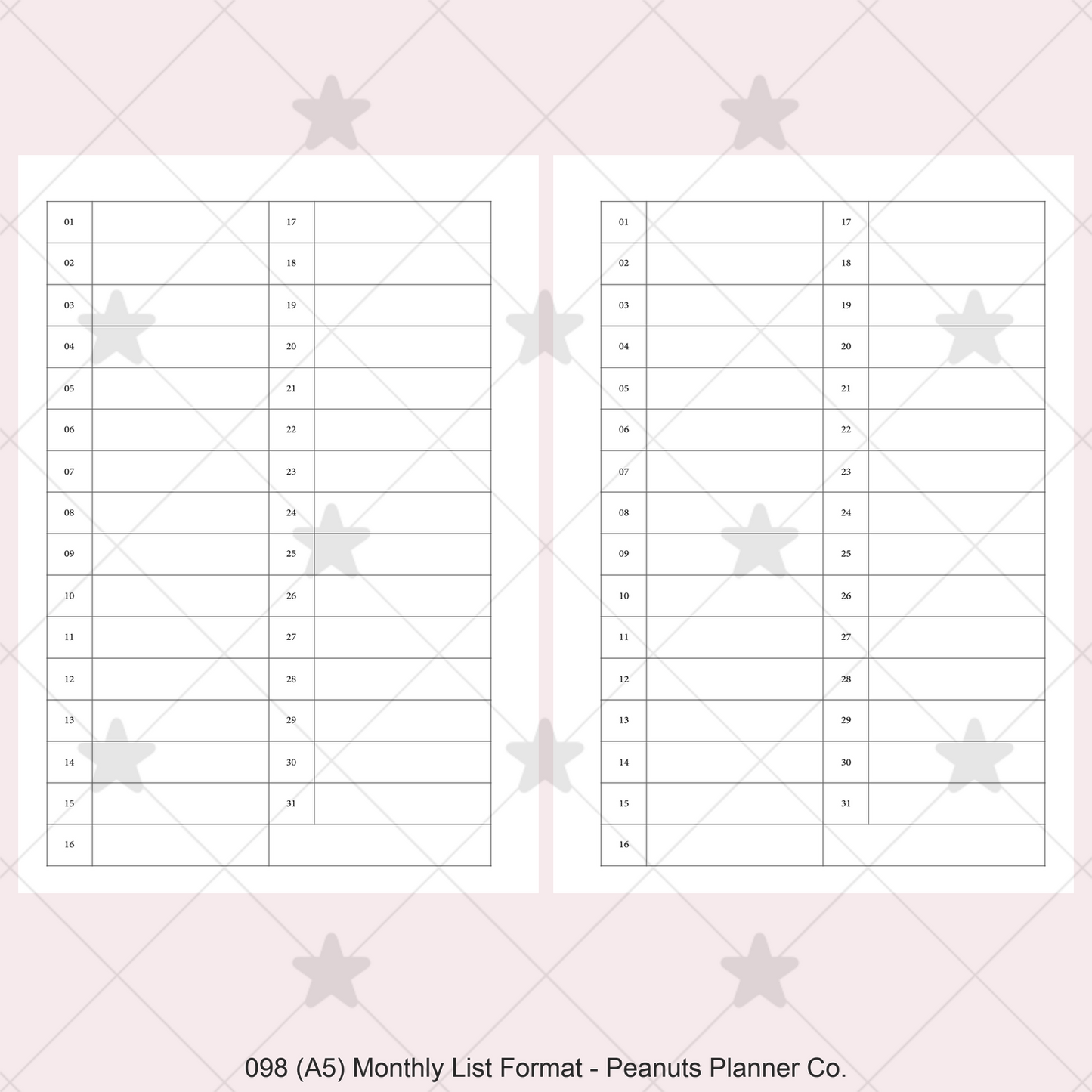 098: Monthly List Format Mo1P